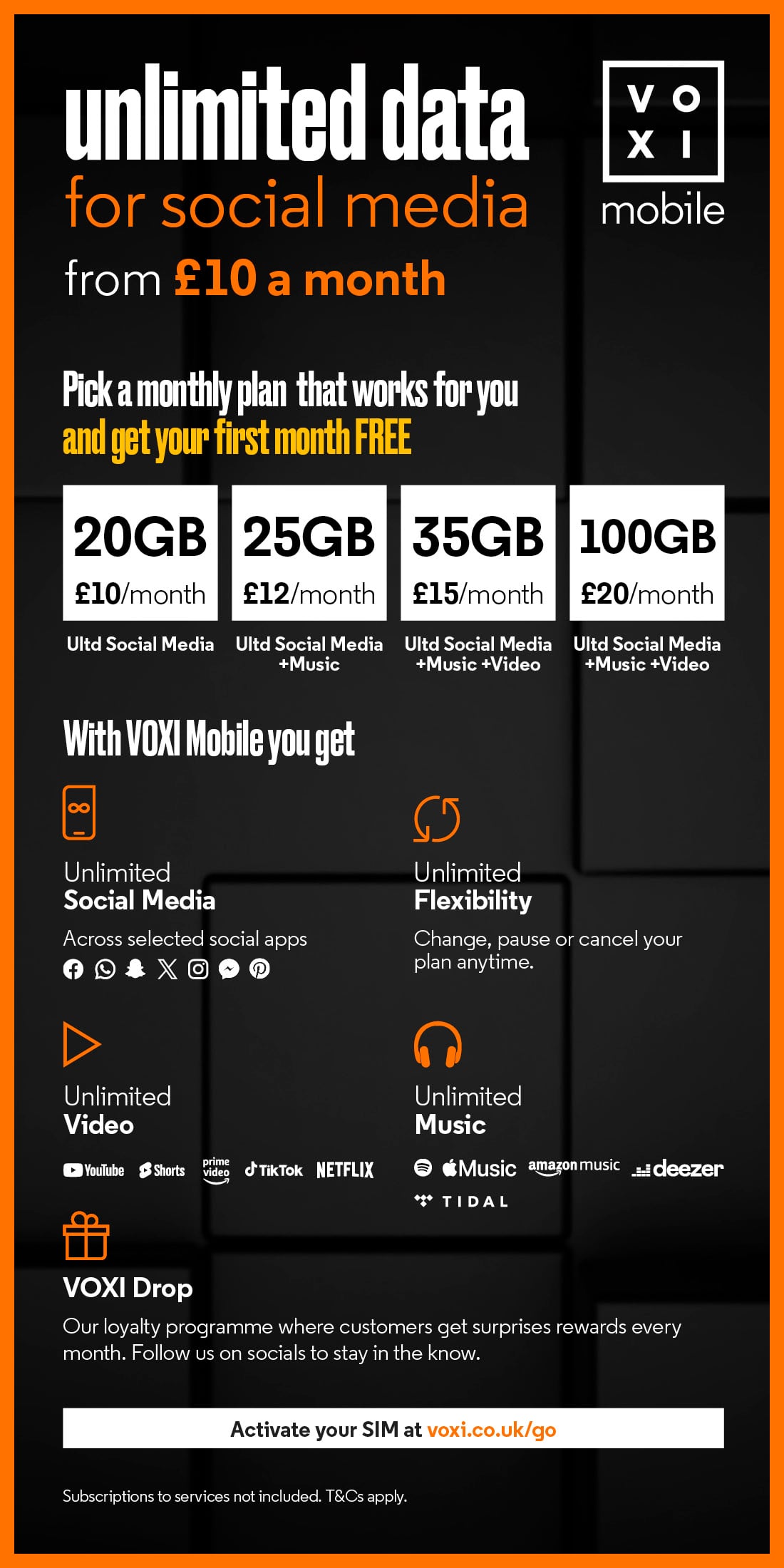VOXI SIM Only plans and benefits